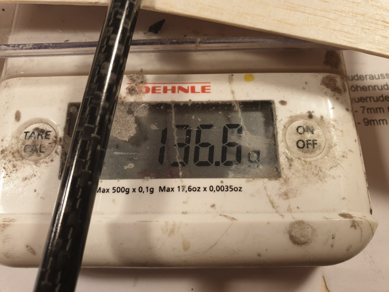 Gewicht des Rohbaus, fertig verschliffen ohne RC und Trimmgewicht