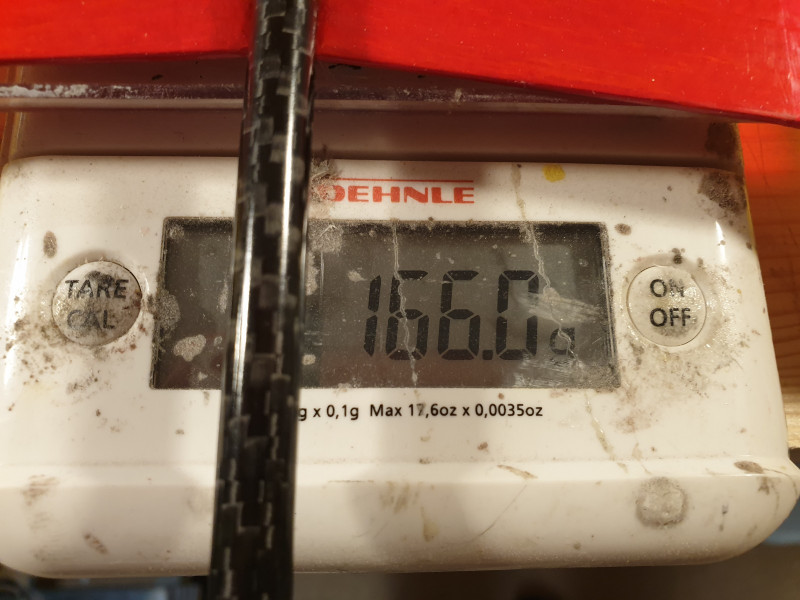 Gewicht bespannt ohne RC und Trimmgewicht.