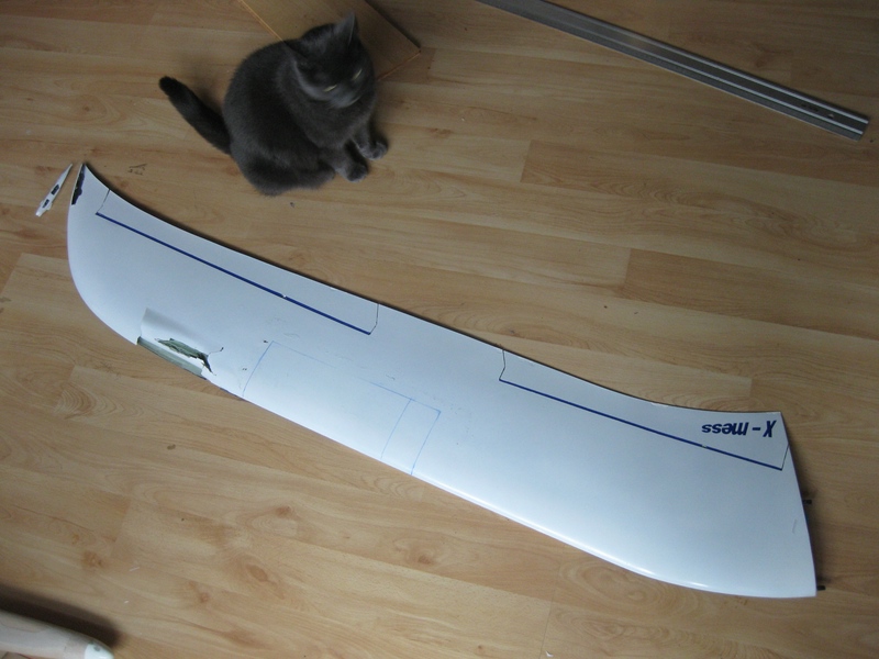 Rechter Flügel 1 Cut und und ausgebrochener Wingletfuß <br />(...es zeigt sich wieder: wenn so was Überlüssiges dran ist gehts nur kaputt ;-))  )